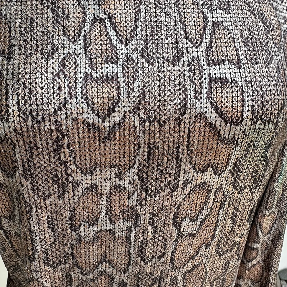 Eloquii Sequin Long Sleeve Snake Print Dress